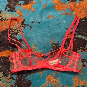 Agent Provocateur Coral Neon Sheer Strappy Bra